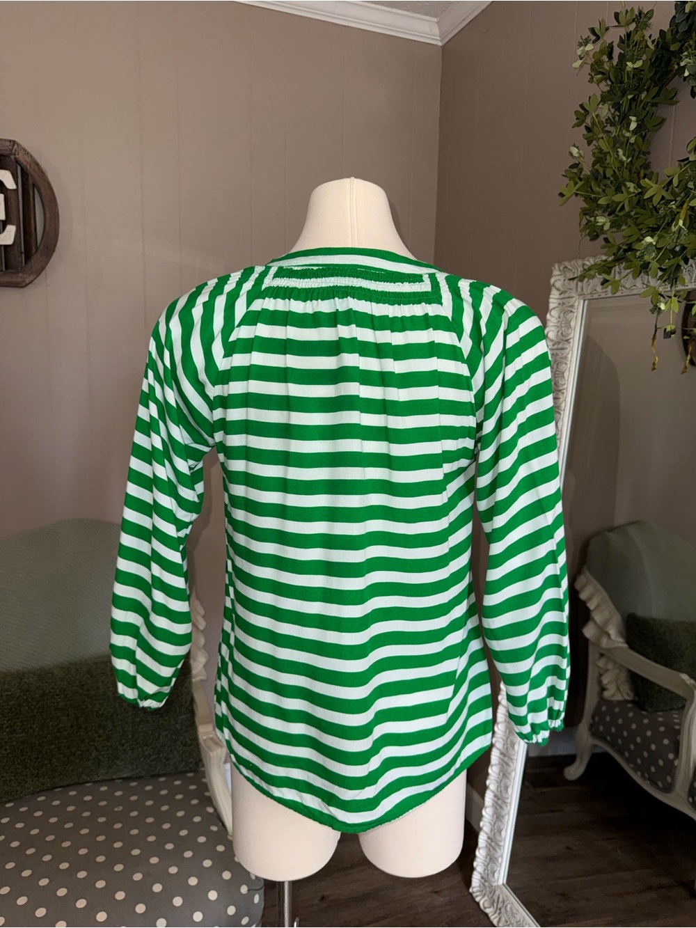 Escapada Green Stripe Tunic Top – Size Sm - Picture 12 of 14